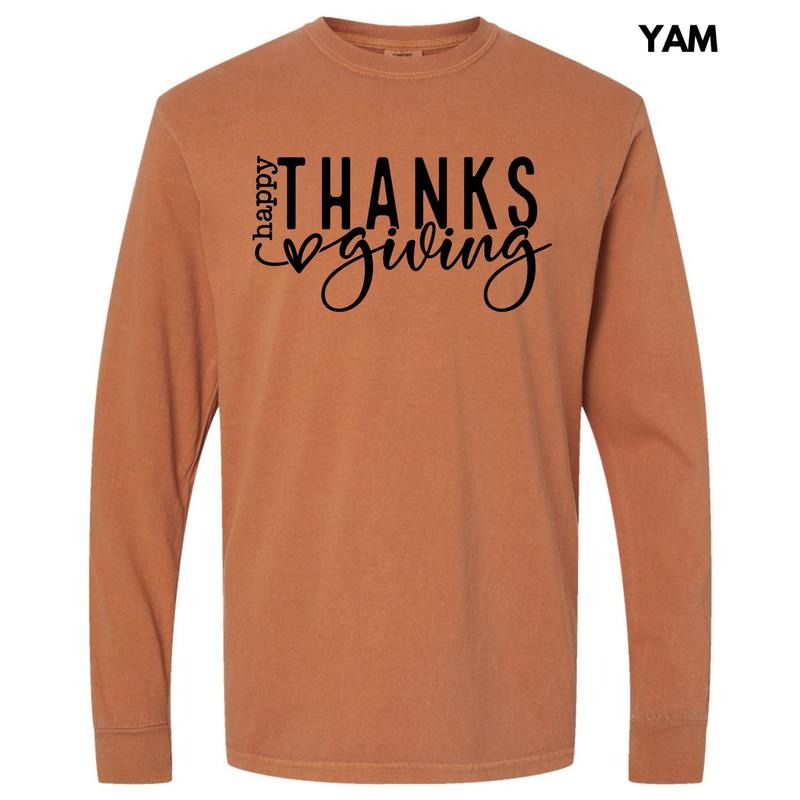Happy Thanksgiving Black Long Sleeve Comfort Colors T-Shirt 'NLB' Hoodie, Sweatshirt | HypeDripTees.com