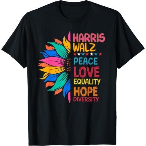 Harris Walz Peace Love Equality Hope Diversity T-Shirt made in usa Hoodie, Sweatshirt | HypeDripTees.com