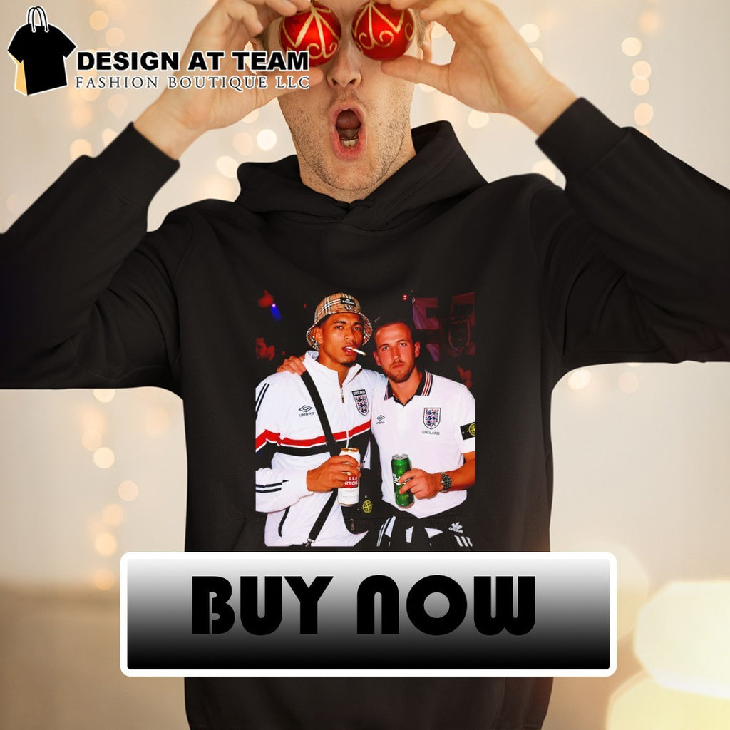 Harry Kane and Jude Bellingham smoking and beer Step Bros style World Cup 2026 shirt