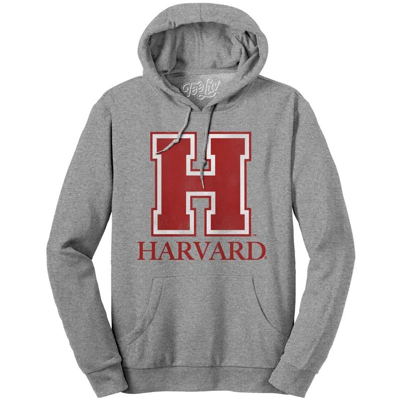 Harvard University H Logo Hooded Sweatshirt - Oxford Gray T-Shirts, Hoodie | HypeDripTees.com