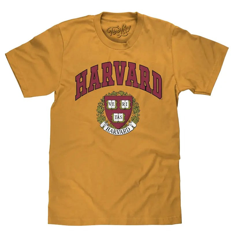 Harvard Veritas Shield College T-Shirt - Mustard Yellow Hoodie, Sweatshirt | HypeDripTees.com