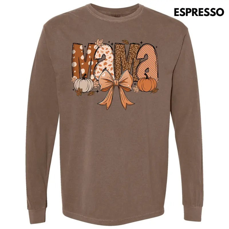 Harvest Time Mama Long Sleeve Comfort Colors T-Shirt 'NLB' Hoodie, Sweatshirt | HypeDripTees.com