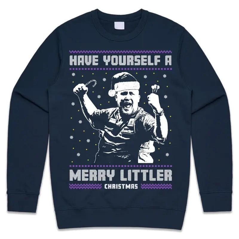 Have Yourself A Merry Littler Christmas Jumper Sweater Sweatshirt Little Darts Pub 180 Funny Xmas Crewneck Cotton...
