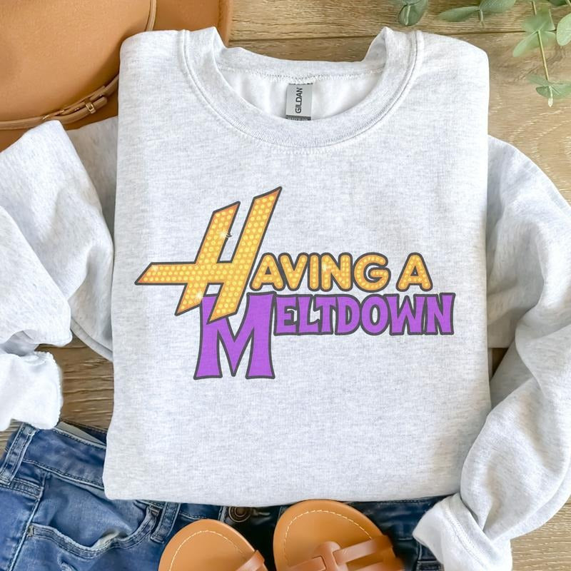 Having A Meltdown Sweatshirt - Ash Grey - Sublimation - Mental Health - Unisex Jersey Sweatshirt T-Shirts, Hoodie