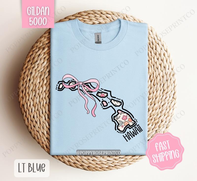 Hawaii Gildan T-shirt, Cute Hawaii State Shirt, Hawaii Floral Bow Tee Hoodie, Sweatshirt | HypeDripTees.com