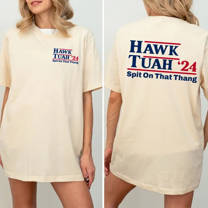 Hawk Tuah Shirt Slip On That Thang 2 Sides T-shirt, Hawk Tuah '24 Funny Shirt Hoodie, Sweatshirt | HypeDripTees.com