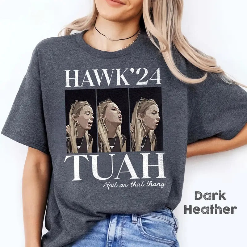 Hawk Tuah Spit On That Thang 2024 Shirt Hawk Tuah 24 Funny Trendy Sweatshirt for Women Men Viral Crewneck Tshirt Hoodie