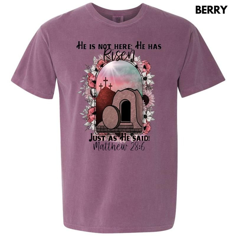 He Has Risen Comfort Colors T-Shirt Hoodie, Sweatshirt | HypeDripTees.com