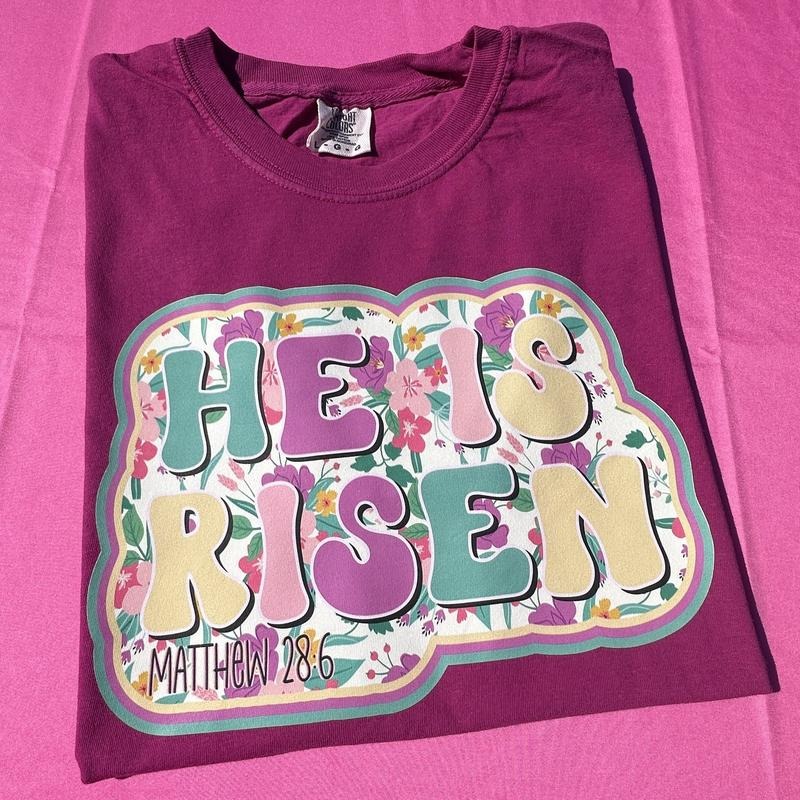 He Is Risen Comfort Colors T-Shirt Hoodie, Sweatshirt | HypeDripTees.com
