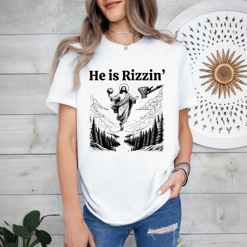 He Is Risen Shirt Women's Tops Summer Graphic Cotton shirt Hoodie, Sweatshirt | HypeDripTees.com