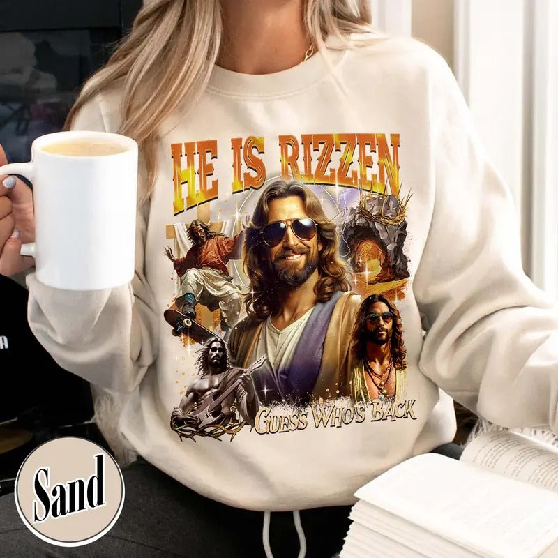 He Is Rizzen He Is Rizzin Funny Shirt Jesus Bootleg Jesus Cool Christian Funny Bootleg Jesus Easter Religious Meme T-Shirts, Hoodie, Sweatshirt