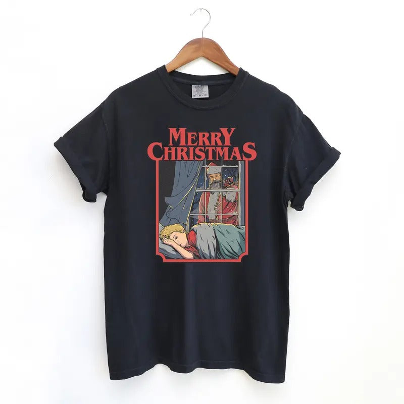 He Sees You When You're Sleeping T Shirt, Christmas Tshirt, Holiday Vintage Shirt Hoodie, Sweatshirt | HypeDripTees.com