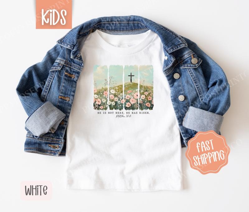 He Is Not Here He Has Risen Shirt Easter Children'S Cute Gildan T-Shirts, Hoodie, Sweatshirt
