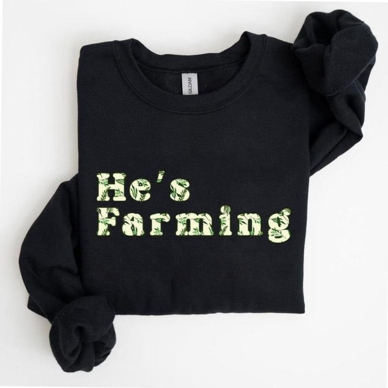 He's Farming Watercolor Tropical Pattern Unisex Crewneck Sweatshirt, Farm Shirt, Trendy Shirt Hoodie | HypeDripTees.com