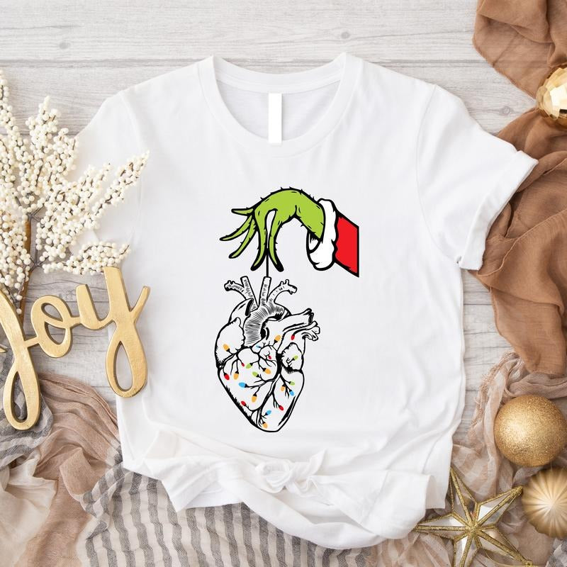 Heart Anatomy Christmas Shirt, Matching Christmas Nurse Tee, Cardiac Doctor Christmas Gift, Cardiology RN Nursing Student...