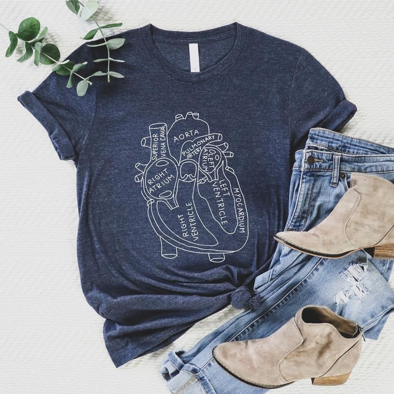 Heart Anatomy Shirt, Anatomical Heart T-shirt, Cardiology Student Tee, Nursing School Tee, Cardiologist Gift Shirt,...