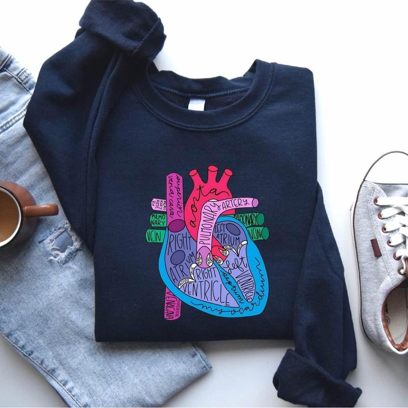 Heart Anatomy Sweatshirt, Nursing School Shirt, Medical School Student Shirt, Cardiologist Anatomical Heart Shirt, Nurse...
