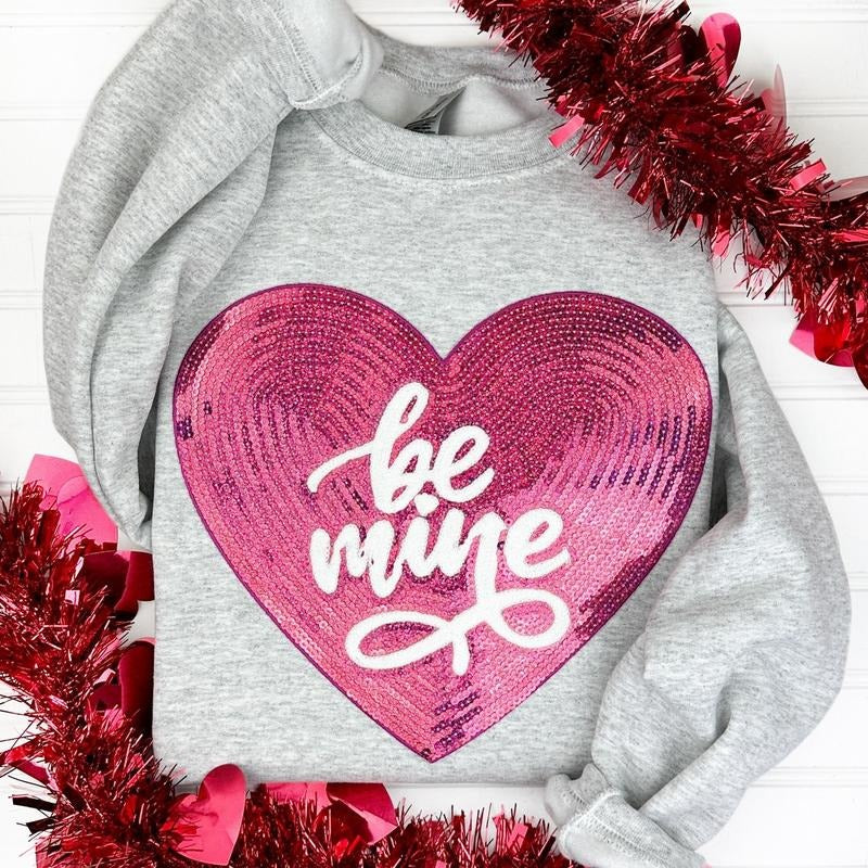 Heart Be Mine Patch Gildan Sweatshirt -- ASH GREY T-Shirts, Hoodie | HypeDripTees.com