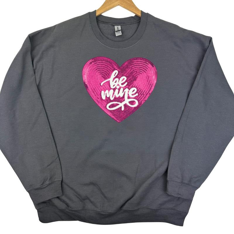 Heart Be Mine Patch Gildan Sweatshirt -- CHARCOAL T-Shirts, Hoodie | HypeDripTees.com