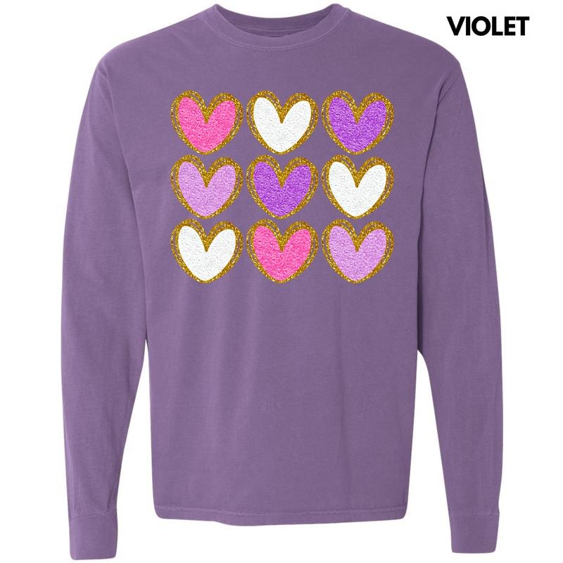 Heart Faux Glitter Collage Long Sleeve Comfort Colors T-Shirt 'NLB' Hoodie, Sweatshirt | HypeDripTees.com