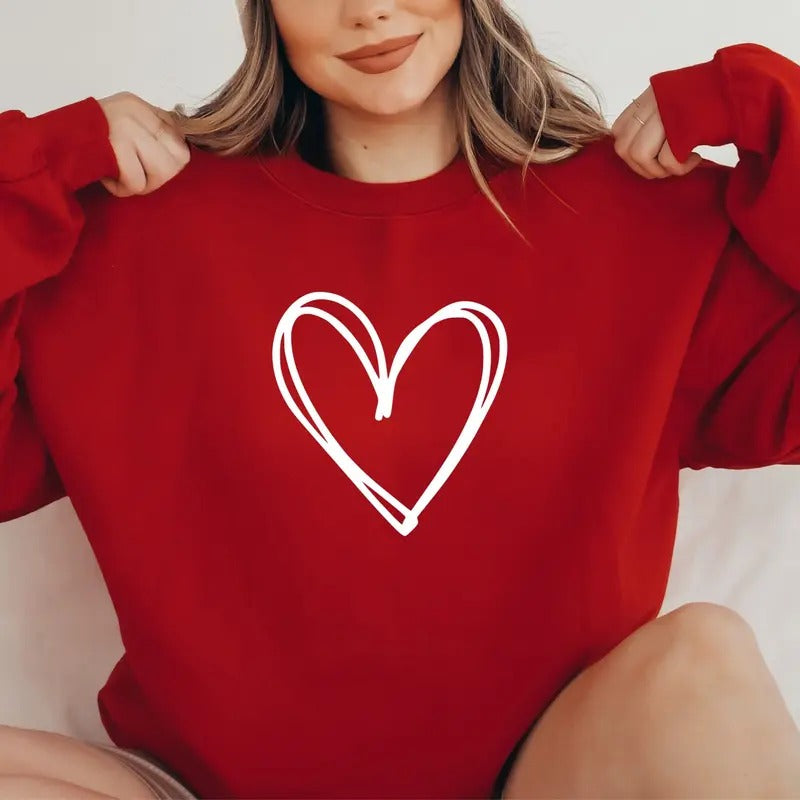 Heart Sweatshirt, Valentines Day Sweatshirt, Love Sweatshirt, Valentine Shirt for Women, Valentine Gift Hoodie