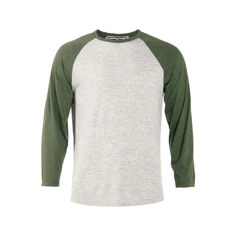 Heather Raglan T-Shirt - Oatmeal & Moss Hoodie, Sweatshirt | HypeDripTees.com
