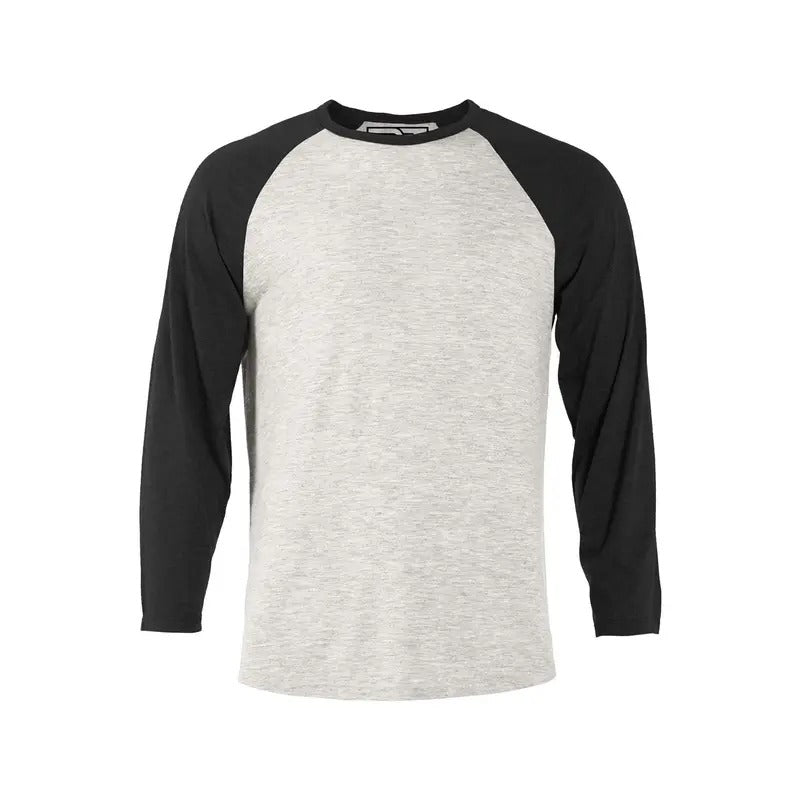Heather Raglan T-Shirt - Oatmeal and Black Hoodie, Sweatshirt | HypeDripTees.com