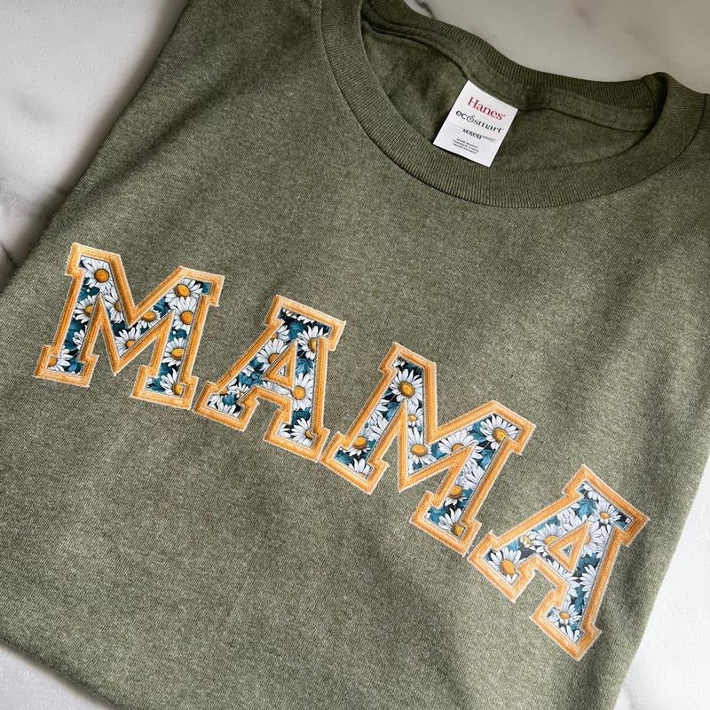 Heathered Green Floral Mama Shirt Hoodie, Sweatshirt | HypeDripTees.com
