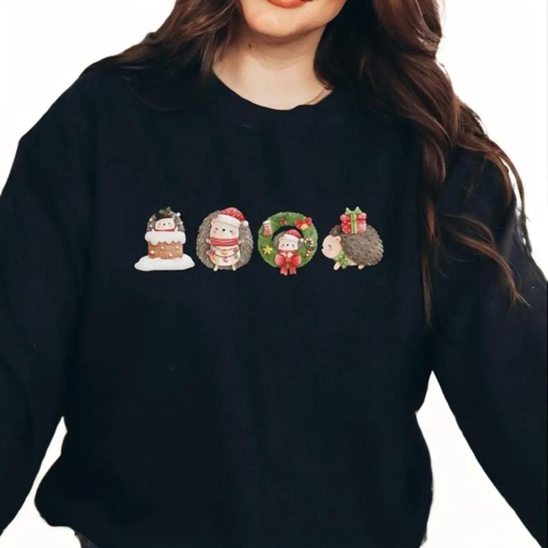 Hedgehog Christmas Sweatshirt, Winter Sweatshirt for Women T-Shirts, Hoodie | HypeDripTees.com