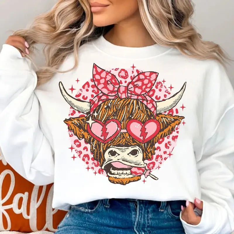 Heifer Valentine Shirt Highland Cow Love Western Country T-Shirts, Hoodie, Sweatshirt