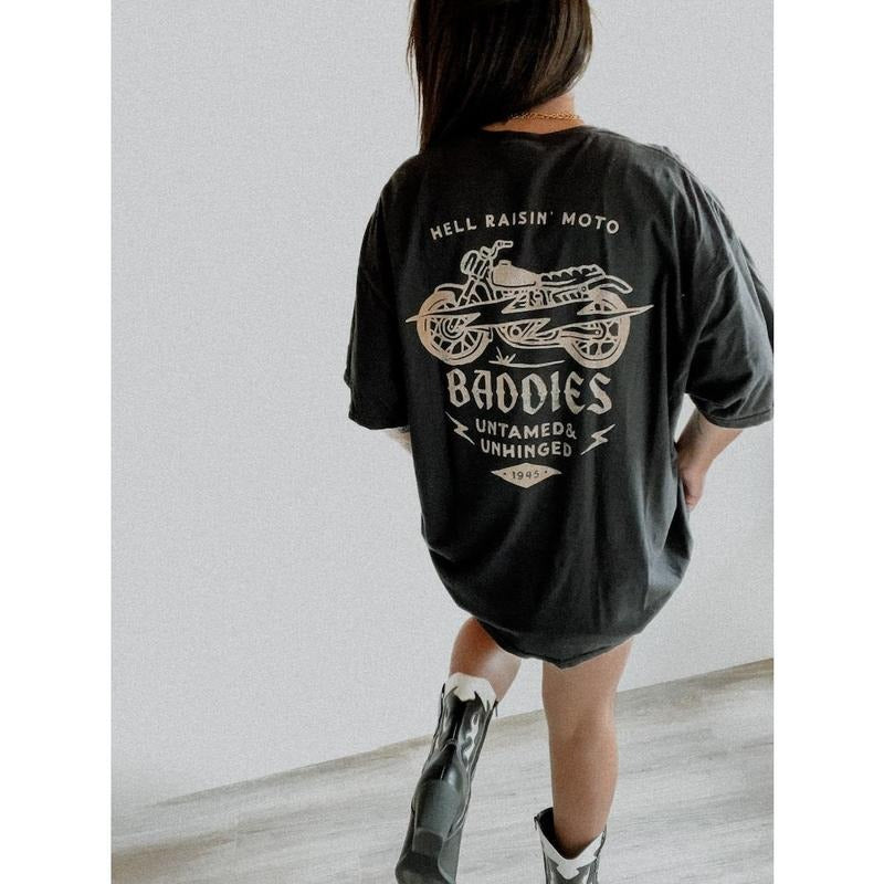Hell Raisin' Moto Baddies Tee, motorcycle tee, trendy tee, boho edgy grunge shirt Hoodie, Sweatshirt | HypeDripTees.com