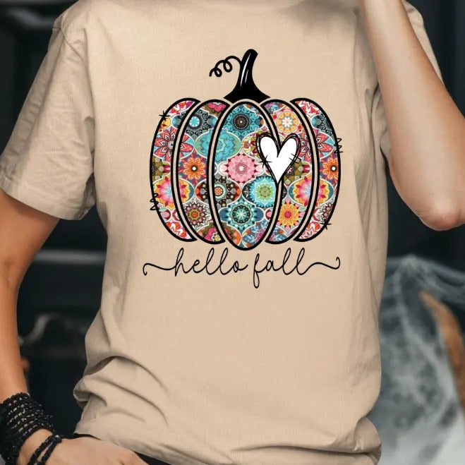 Hello Fall Pumpkin Graphic T-shirt Top Womenswear Hoodie, Sweatshirt | HypeDripTees.com