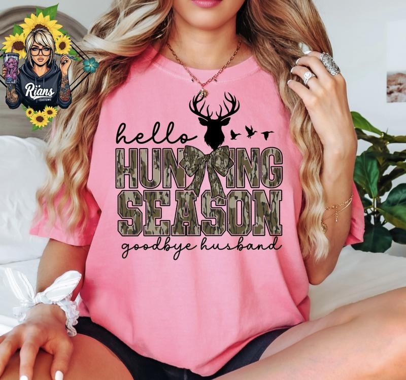 Hello Hunting Season, Goodbye Husband Unisex Tshirt Hoodie, Sweatshirt | HypeDripTees.com