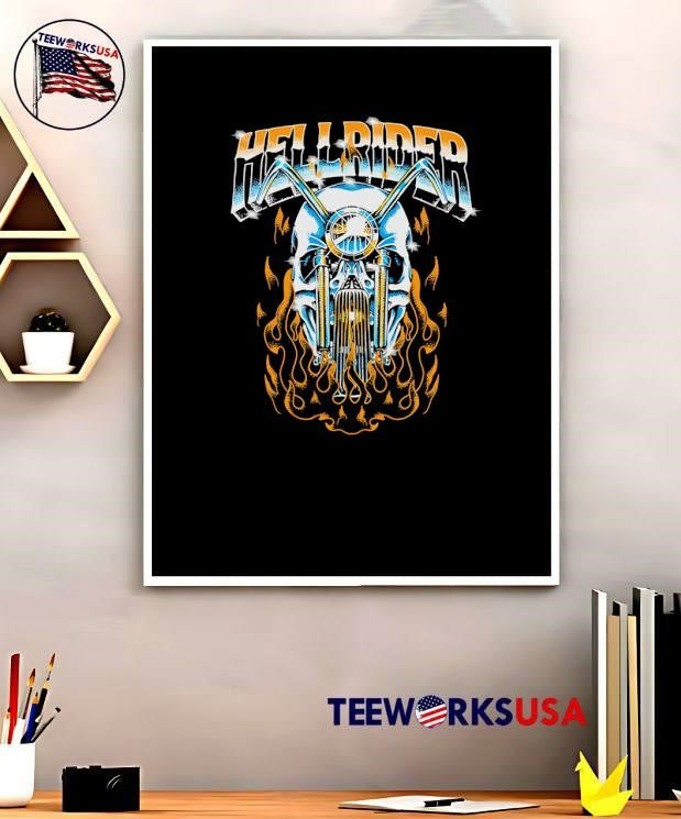 Hellrider Skull Motorcycle Fire T-Shirt