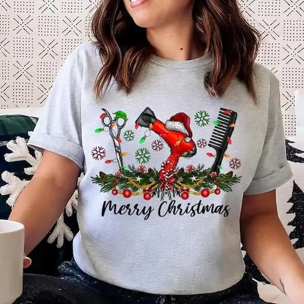 Merry Christmas Hairstylist 100% Cotton T-shirt - Unisex Style