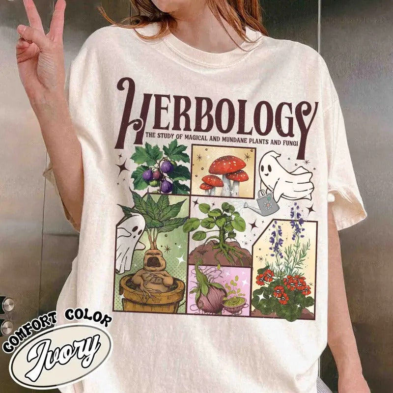 Herbology Plants Shirt, Gardening Shirt, Cute Ghost Shirt, Halloween Plant Shirt, Halloween Mom Shirt, Ghost T-shirt,...