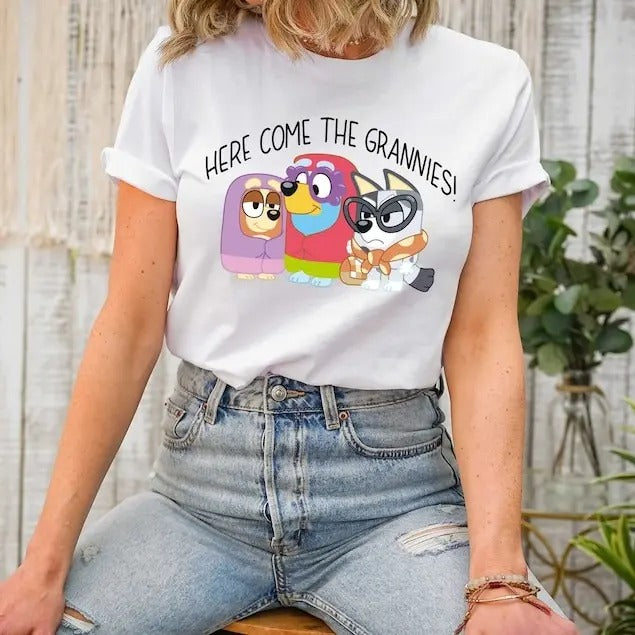 Here Come The Grannies T-shirt, Funny Bluey Shirt, Rita Shirt, Bingo Shirt Hoodie, Sweatshirt | HypeDripTees.com