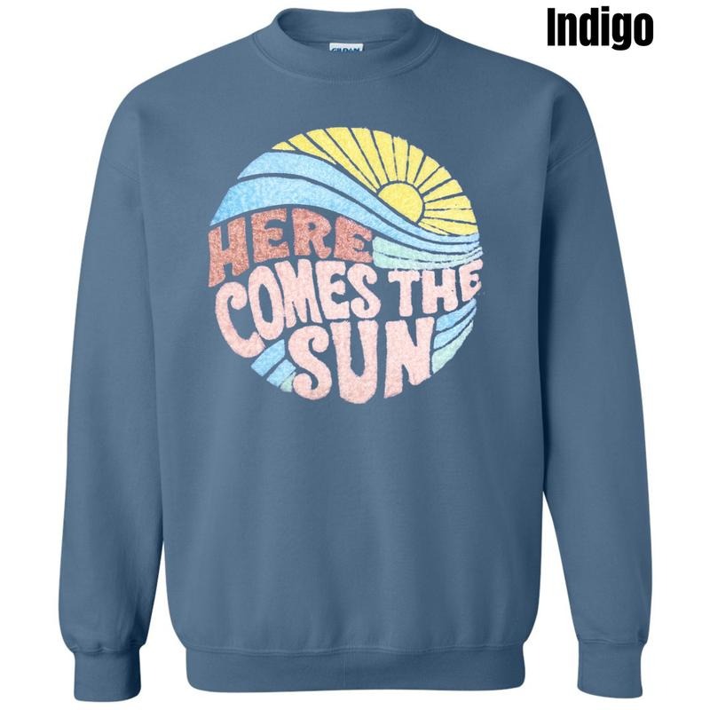 Here Comes The Sun Fluffy Patch Sweatshirt T-Shirts, Hoodie | HypeDripTees.com