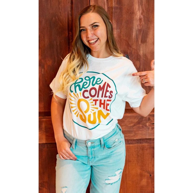 Here Comes the Sun Graphic T-Shirt Hoodie, Sweatshirt | HypeDripTees.com