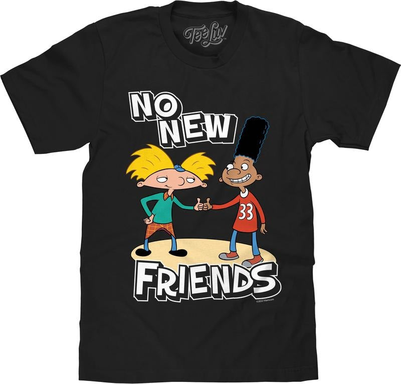 Hey Arnold No New Friends Arnold and Gerald T-Shirt - Black graphic tee Hoodie, Sweatshirt | HypeDripTees.com
