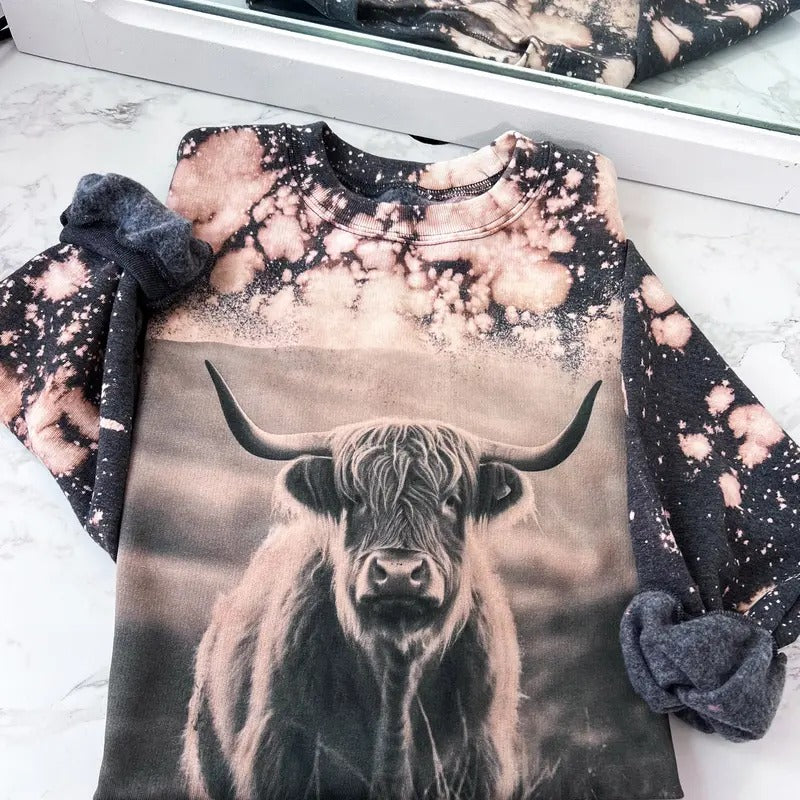 Highland Cow Sweatshirt or Hoodie Comfy Womenswear Tops Unisex Pullover Printed T-Shirts | HypeDripTees.com