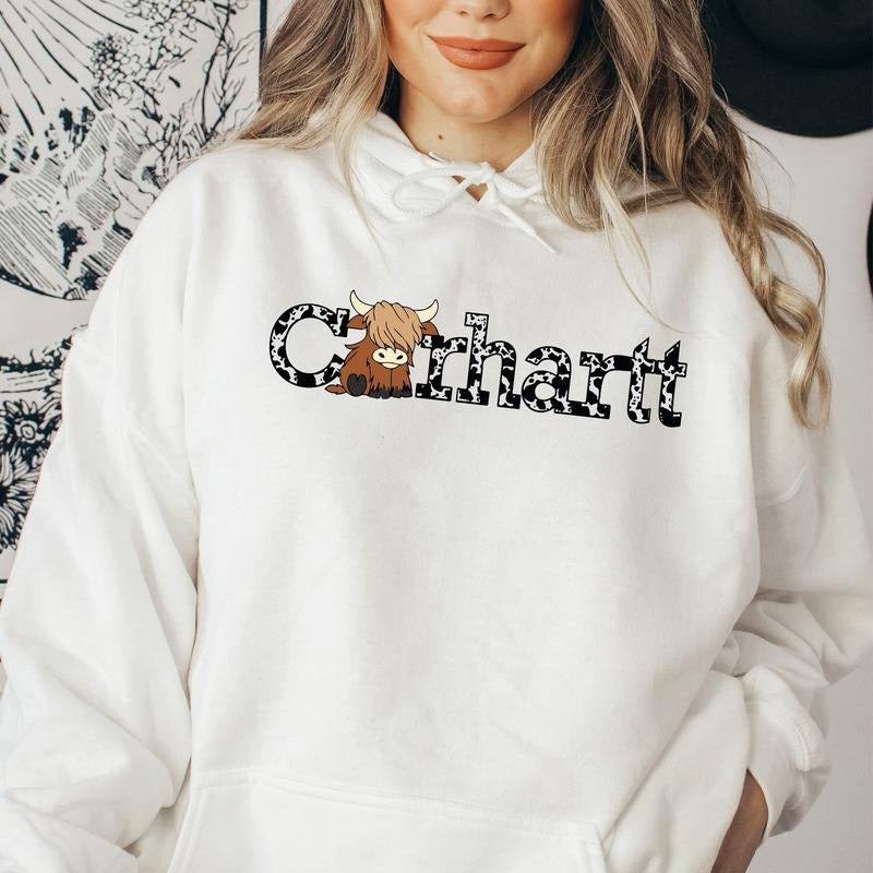 Highland Cow T Shirt Hoodie Sweater Sweatshirt Cute Cow Hoodie Animal Lover Gift Cow Sweatshirt Highland Cow Crewneck...