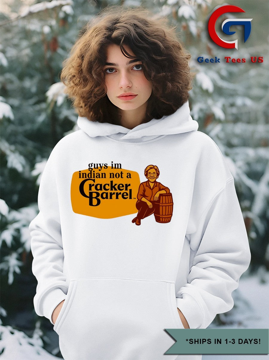 Hillary Clinton guys im indian not a Cracker Barrel parody logo shirt