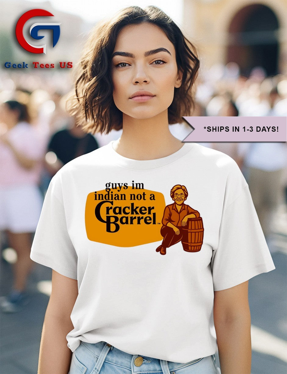 Hillary Clinton guys im indian not a Cracker Barrel parody logo shirt