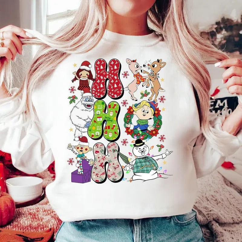 Ho Ho Ho Rudolph The Red Nosed Reindeer Christmas Shirt, Christmas Movie Shirt, Snowman Christmas Shirt, Reindeer...