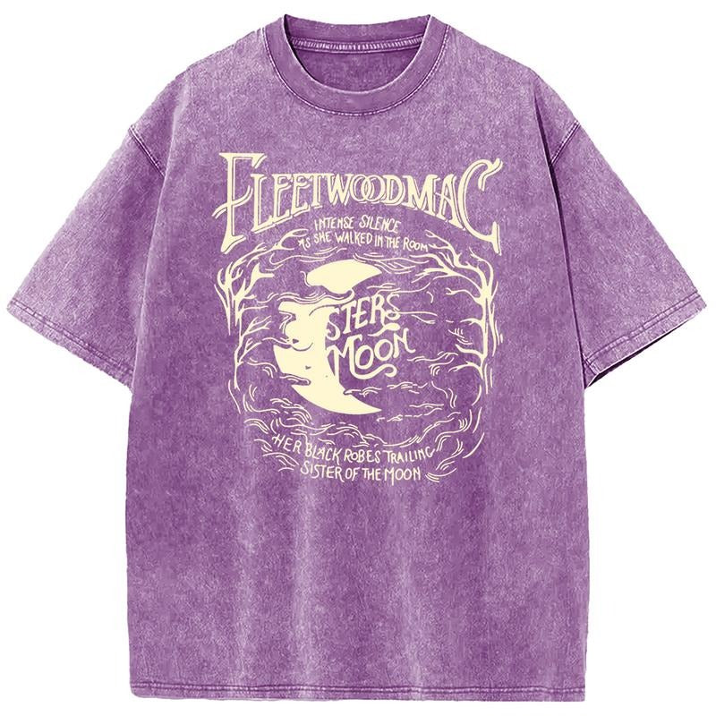 Holafish Acid Wash Vintage Moon Pattern T-Shirt,Heavyweight Cotton Streetwear graphic vintage tees Menswear Womenswear...