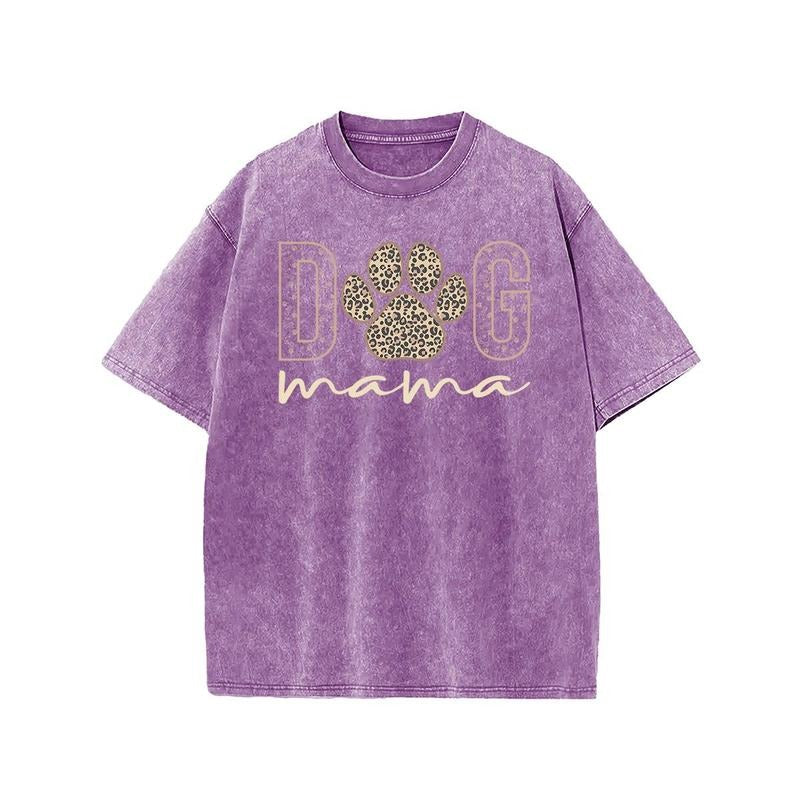 Holafish DOG mama Womens Oversized T Shirts Vintage Cotton Tees Crewneck Short Sleeve Mineral Washed Summer Tops,,Cotton...