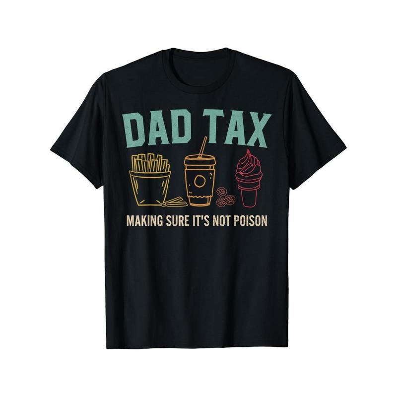 Holafish Dad Tax Print T-shirt,Trendy Cotton Tops Short Sleeve, Street Style Short Sleeve Tee, Comfort Fit Men's Crew...