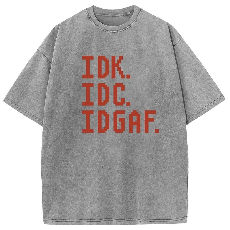 Holafish IDK. Acid Washed Vintage T Shirts Oversized Half Short Sleeves Casual Graphic Tees Summer Comfortable Cotton...