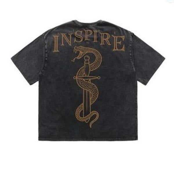 Holafish Live To Inspire - Acid Wash Oversized T-Shirt Unisex Retro Acid Wash T-Shirt Pure Cotton Solid Color Street...
